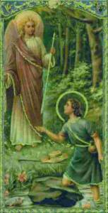 13kb jpg Raphael the Archangel appearing to Tobit on a holy card